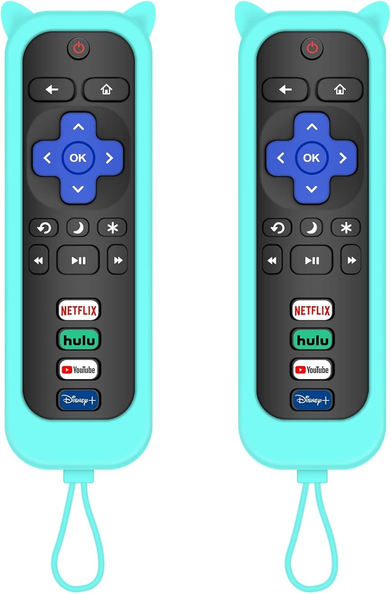 MOKEMAKE Remote for Roku TV & Cover for TCL Roku Remote, 2-Pack Remotes Replacement Cover Compatible with TCL Roku TV Remote, Replacement for Roku TV Remote (Blue) - Image 1